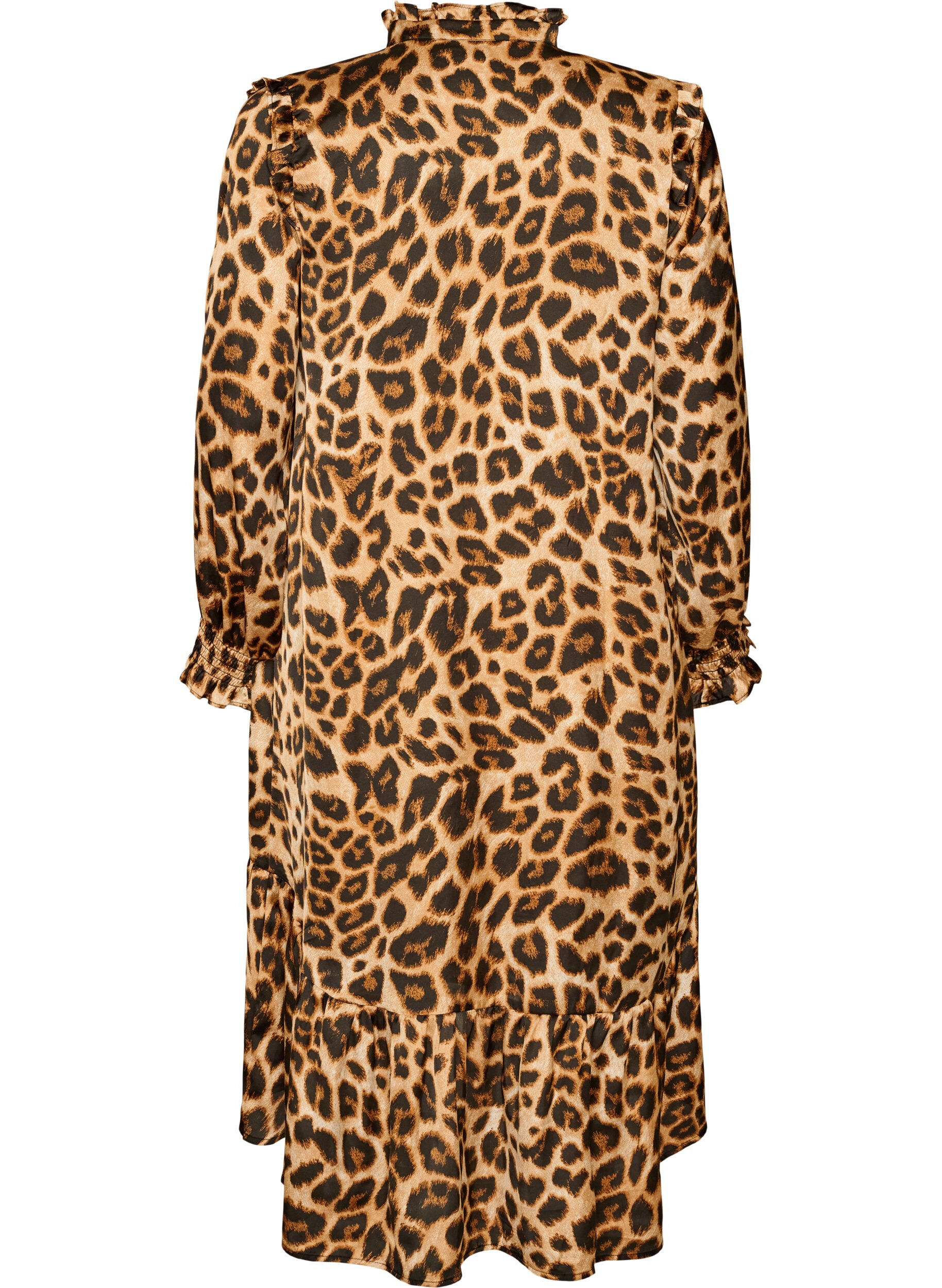 ZizzifashionDress with leopard print and ruffle details, Brown, Packshot image number 1