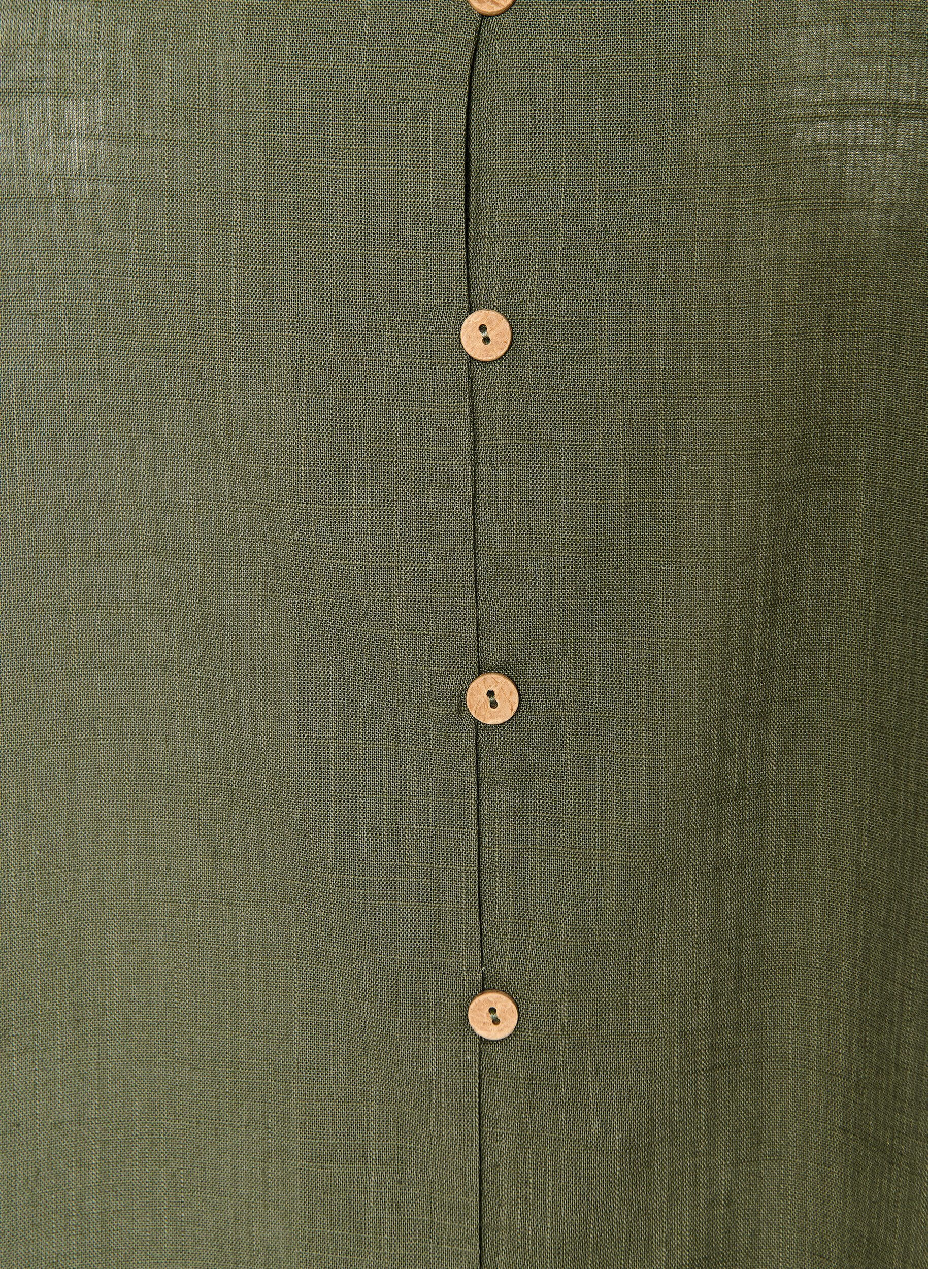 Zizzifashion Short-sleeved cotton shirt with a V-neck, Green, Packshot image number 2