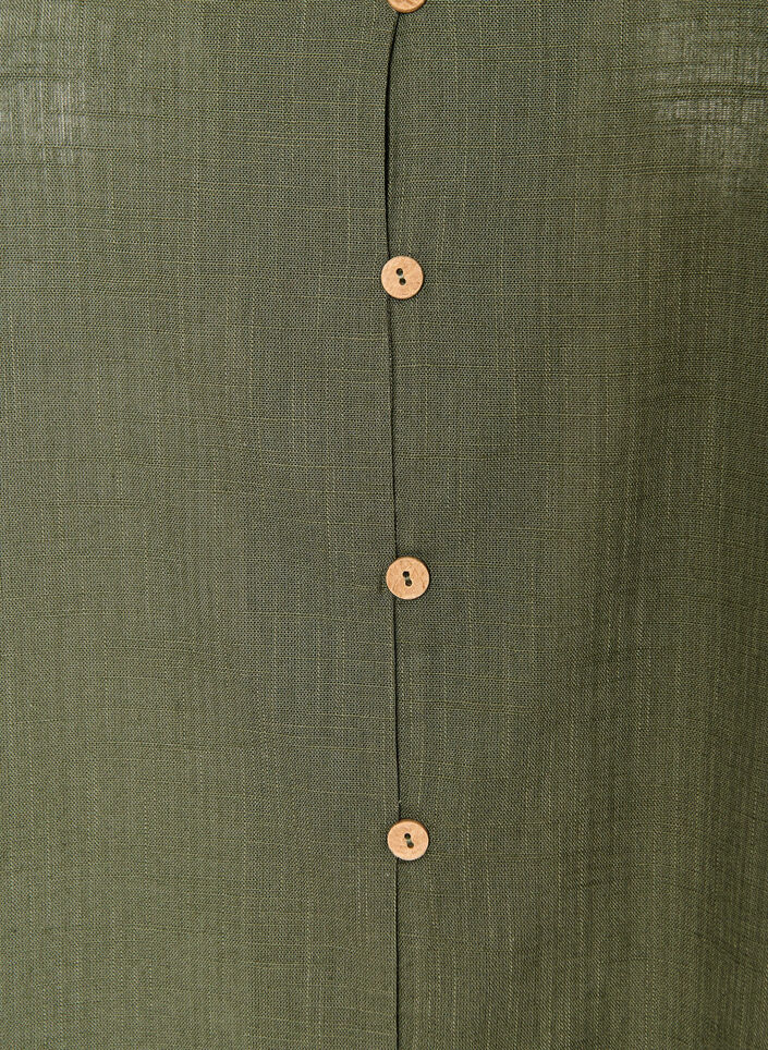 Short-sleeved cotton shirt with a V-neck, Green, Packshot image number 2