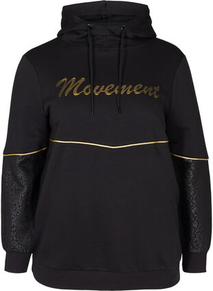 Hooded sweatshirt with print, Black, Packshot image number 0