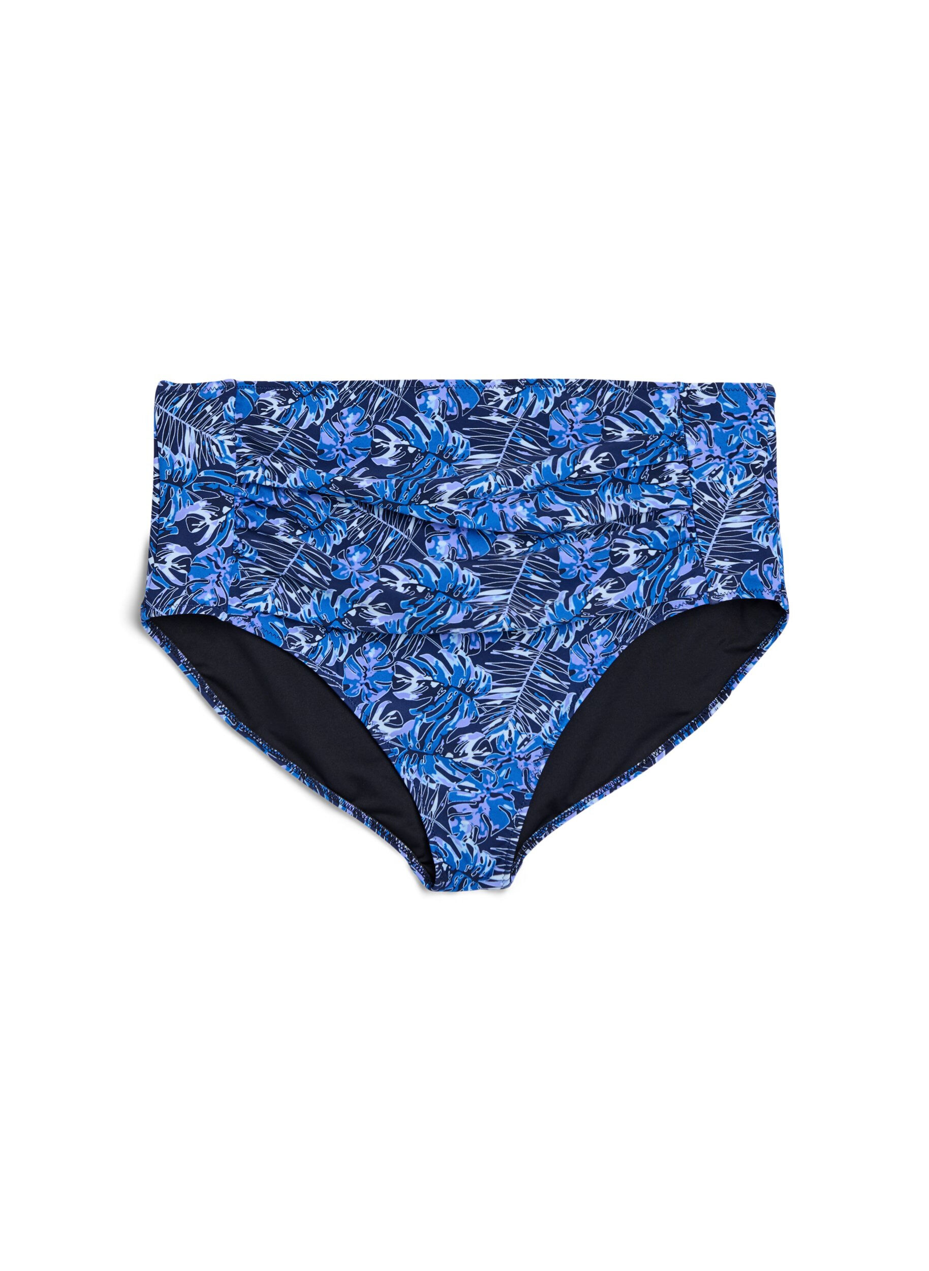 ZizzifashionHigh-waisted bikini bottoms with pattern, Blue, Packshot image number 0