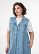 Sleeveless denim dress with button fastening and slits, Light Blue, Model image number 2