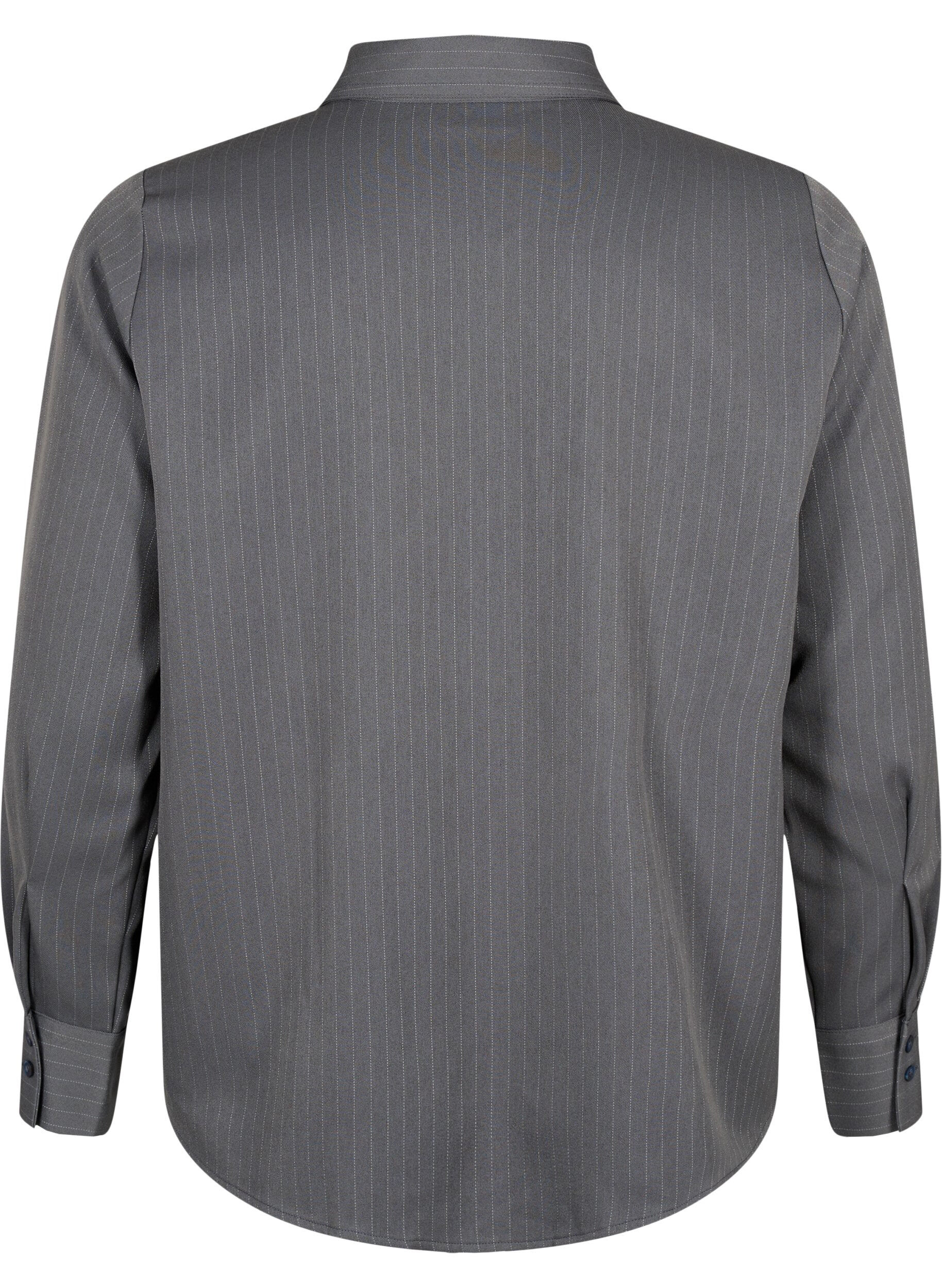 Zizzifashion Pinstriped shirt with collar and chest pockets, Dark Shadow Pin St., Packshot image number 1