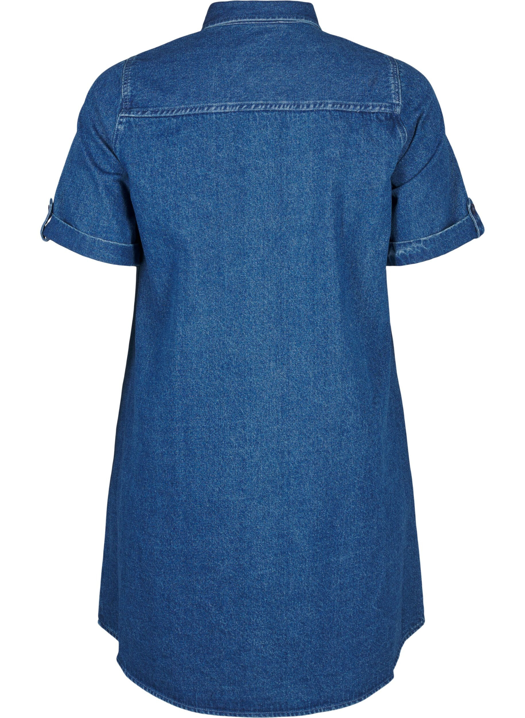 Zizzifashion Denim dress with short sleeves and buttons, Blue, Packshot image number 1