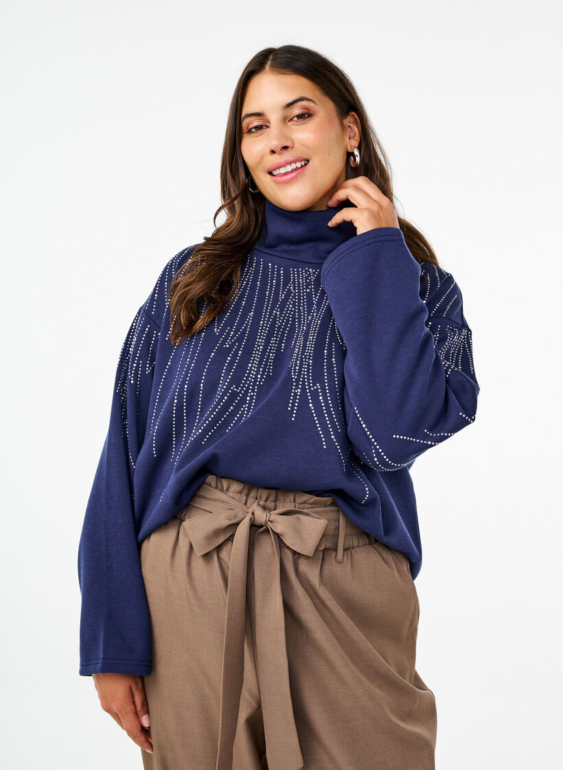 Sweatshirt with high neck and rhinestones, Naval Academy, Model image number 0