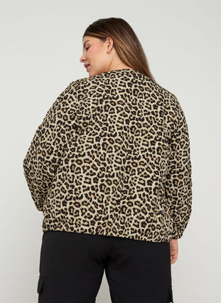 Printed bomber jacket with leopard print, Oyster Grey AOP, Model image number 1