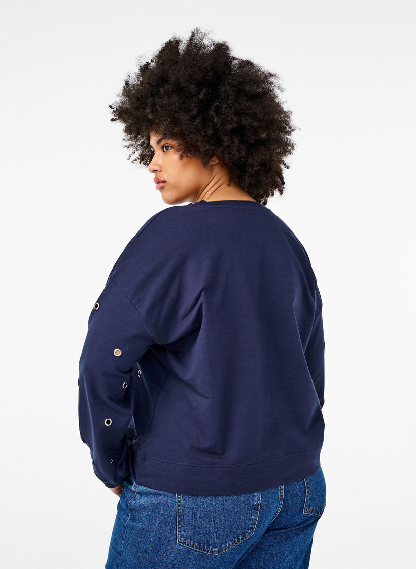 Sweatshirt with eyelets, Blue, Model image number 2