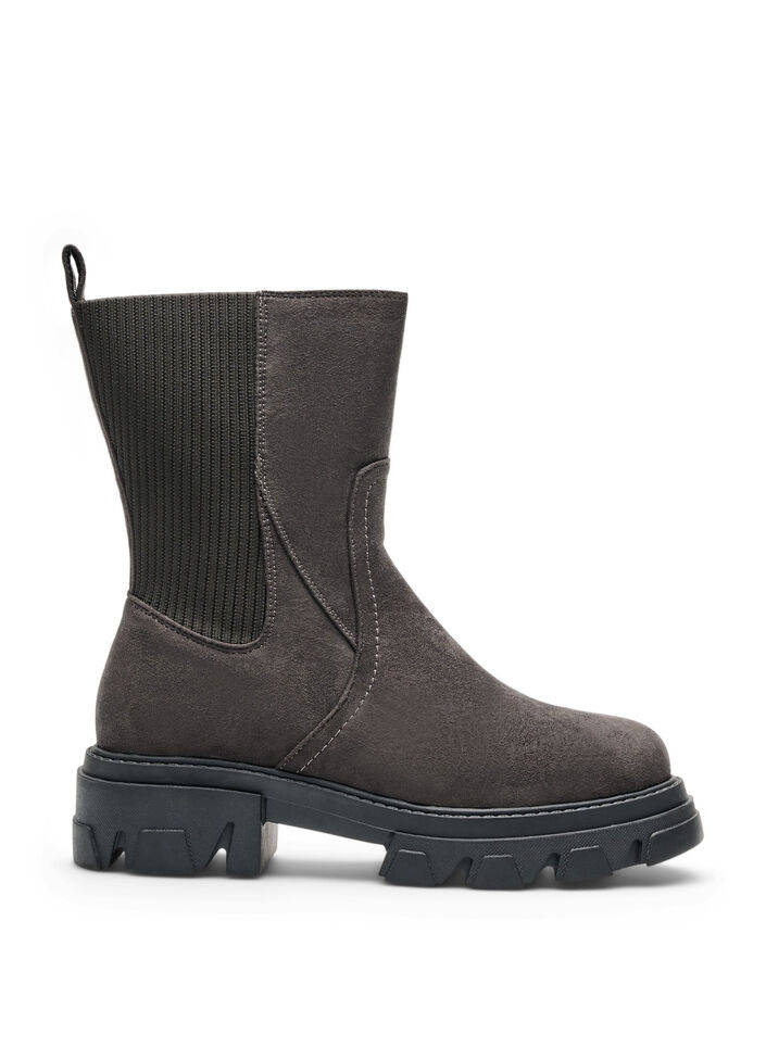 Chunky boot in faux suede, Brown, Packshot image number 0