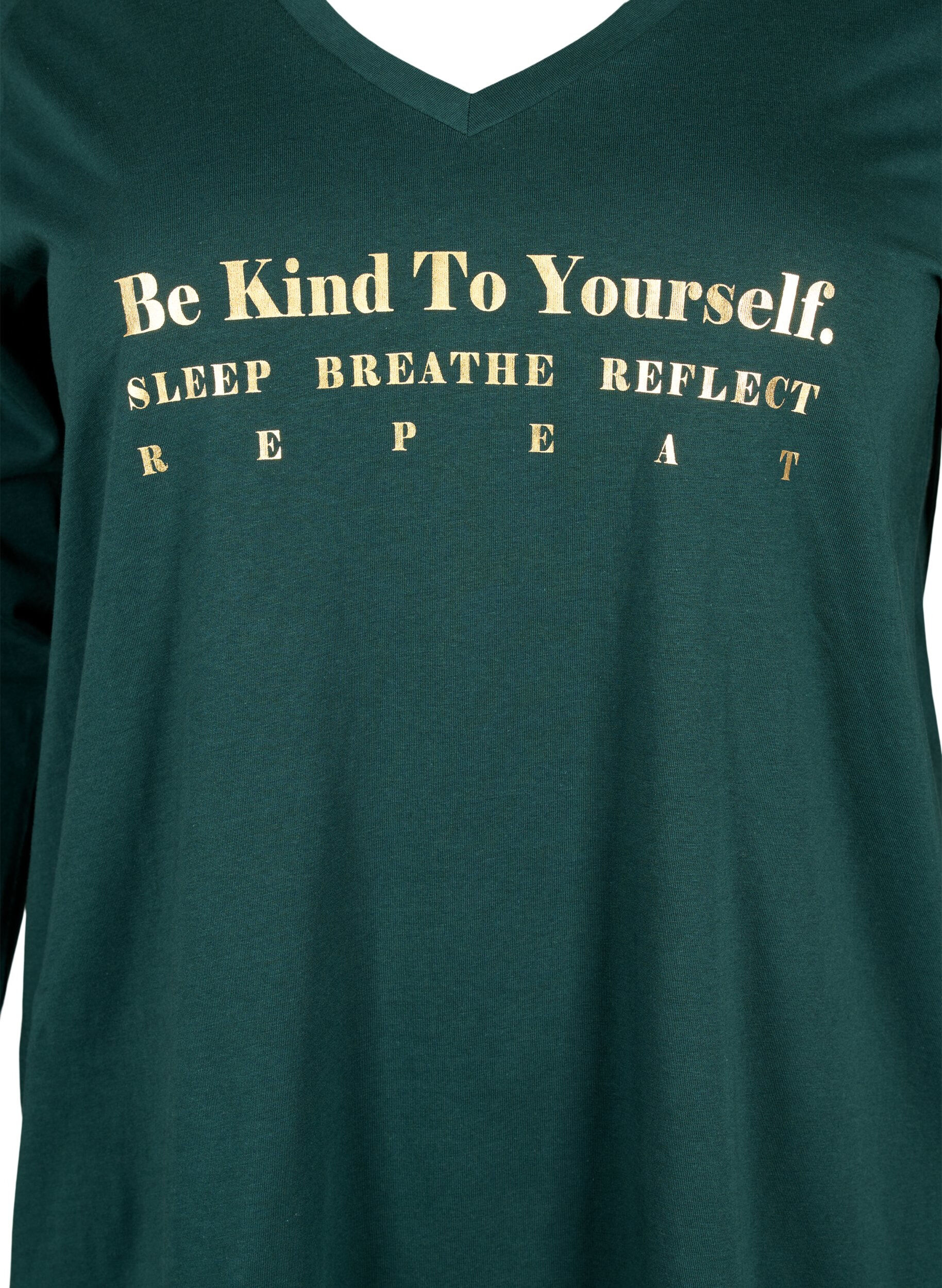 Zizzifashion Cotton nightshirt with text print, Scarab, Packshot image number 2