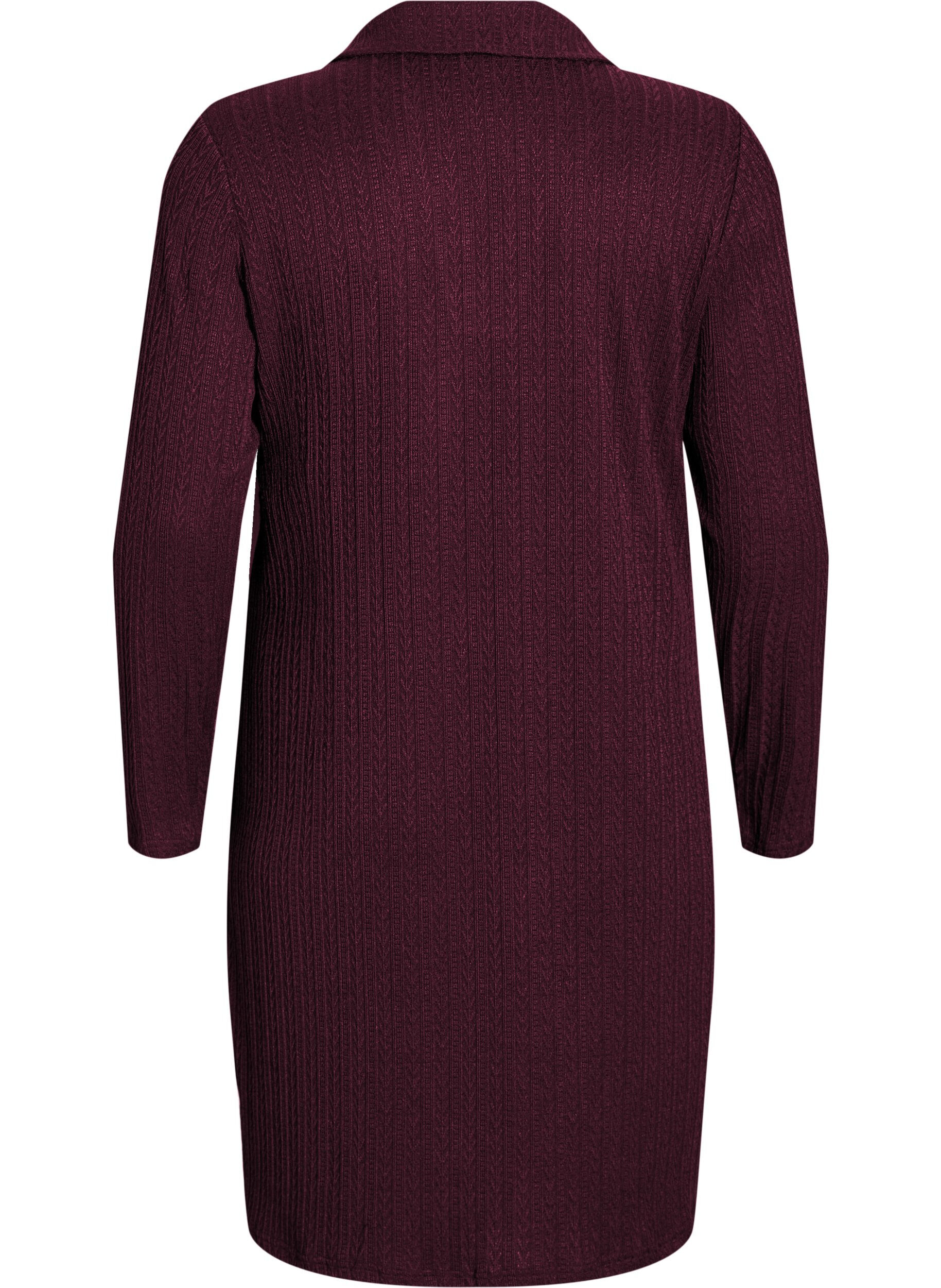 Zizzifashion Dress with cable structure and v-neck, Dark Bordeaux, Packshot image number 1