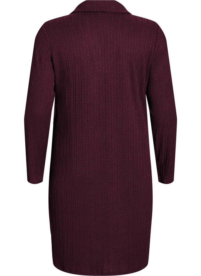 Dress with cable structure and v-neck, Dark Bordeaux, Packshot image number 1