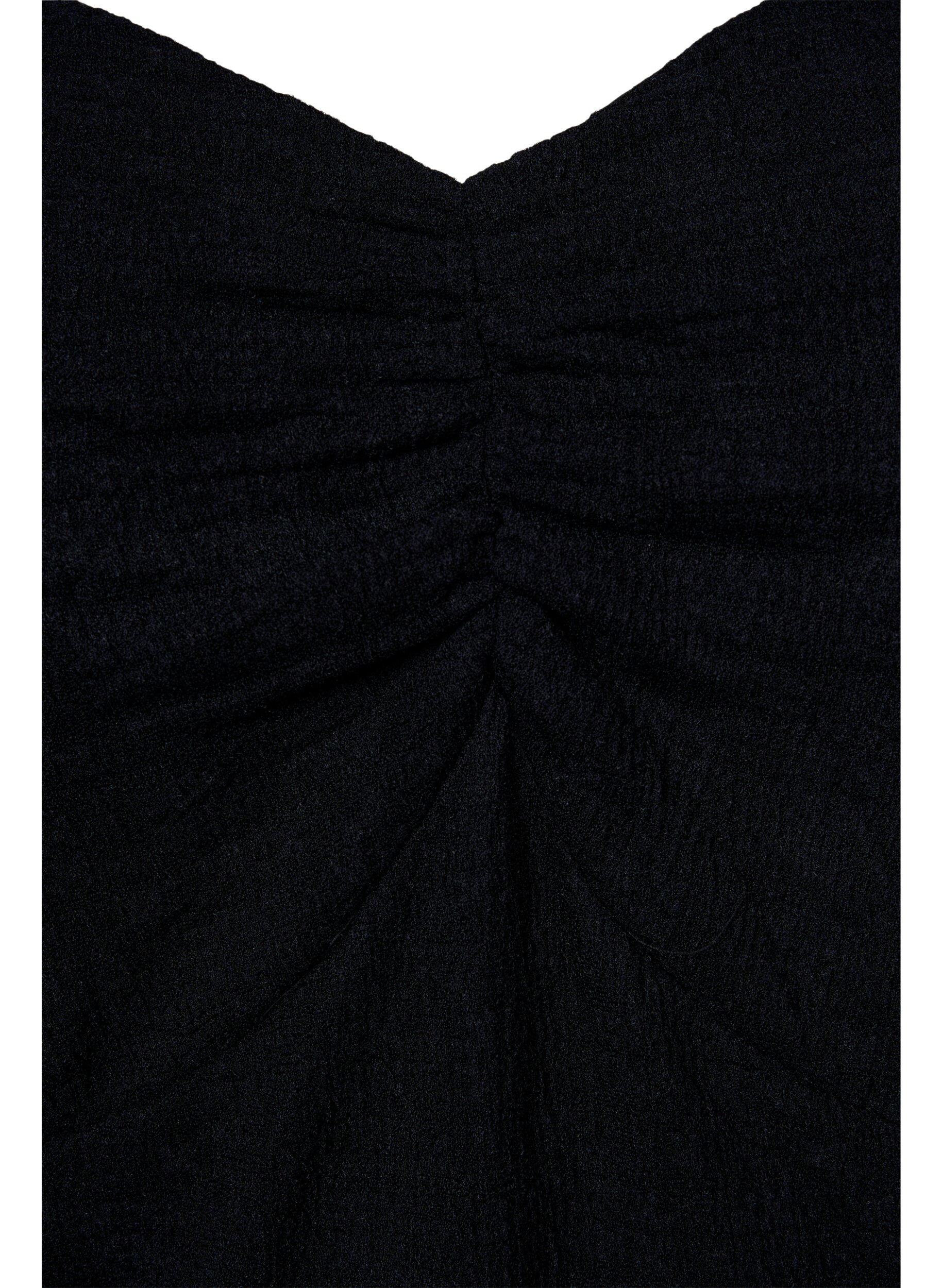 Zizzifashion Tight-fitting blouse with ruffled detail, Black, Packshot image number 2