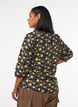 Patterned viscose blouse with 3/4-sleeves, Black, Model image number 2