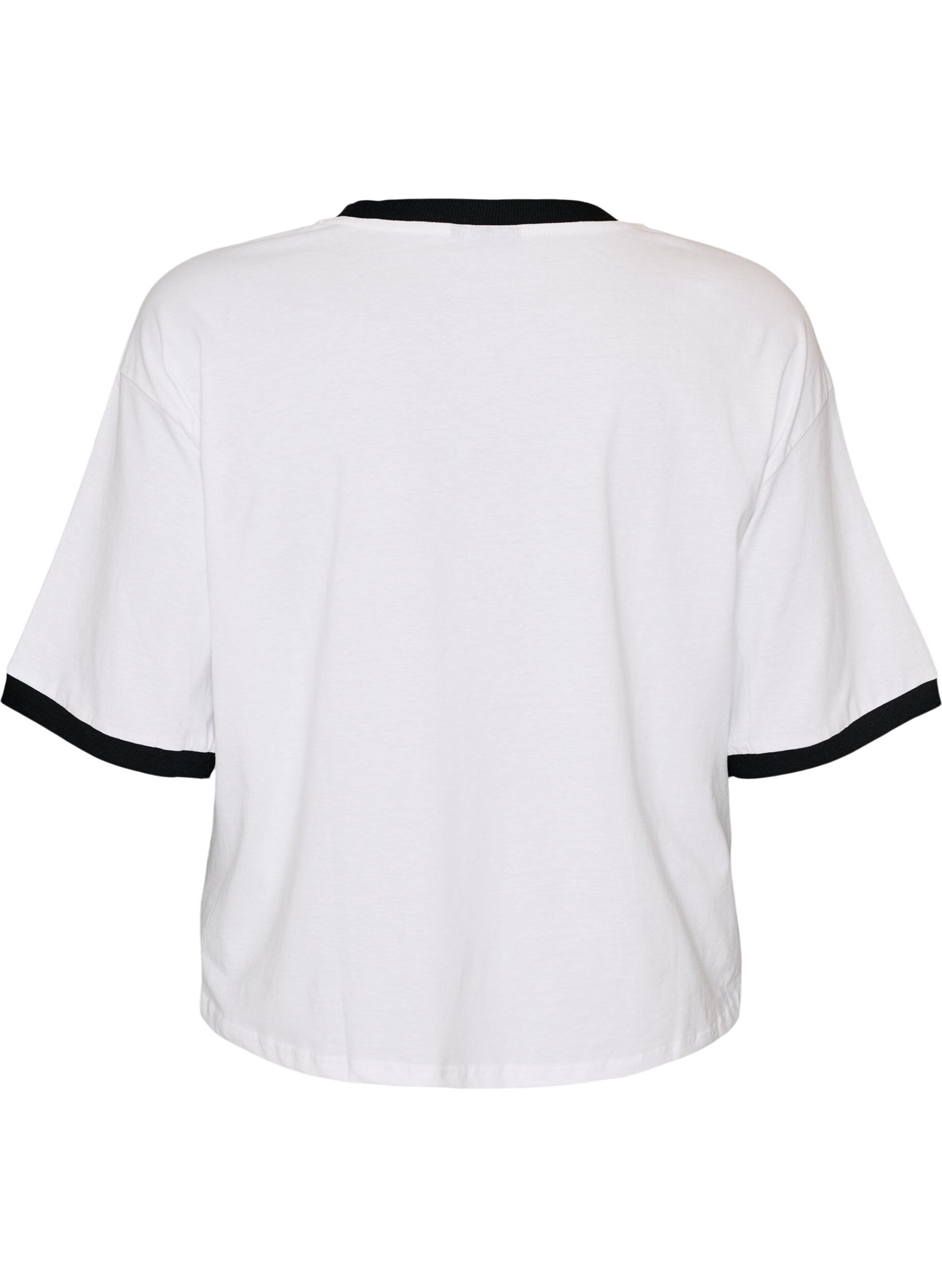 Zizzifashion Cotton T-shirt with text print and boxy fit, White, Packshot image number 1