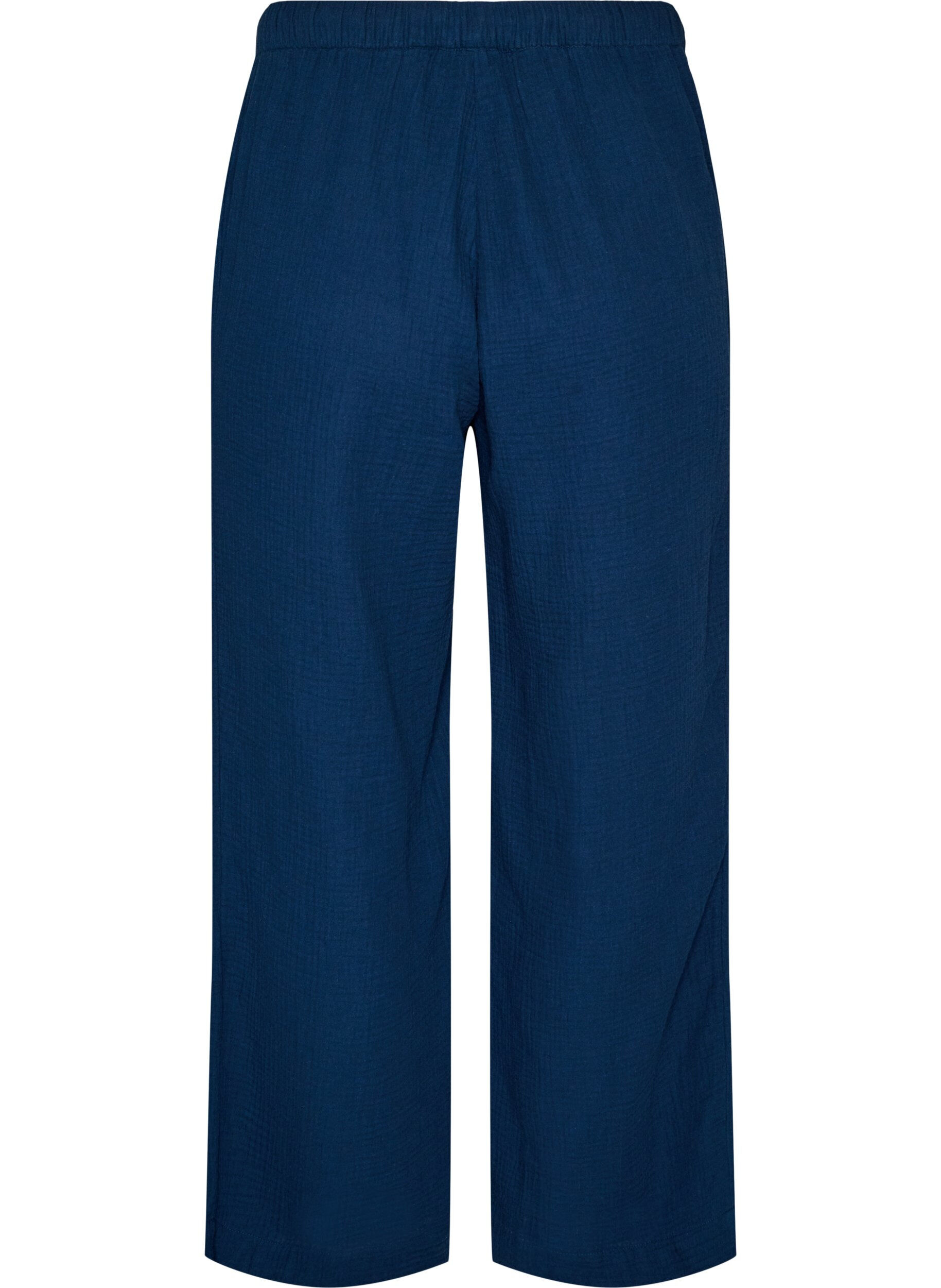 ZizzifashionLoose cotton muslin pyjama bottoms, Blue, Packshot image number 1