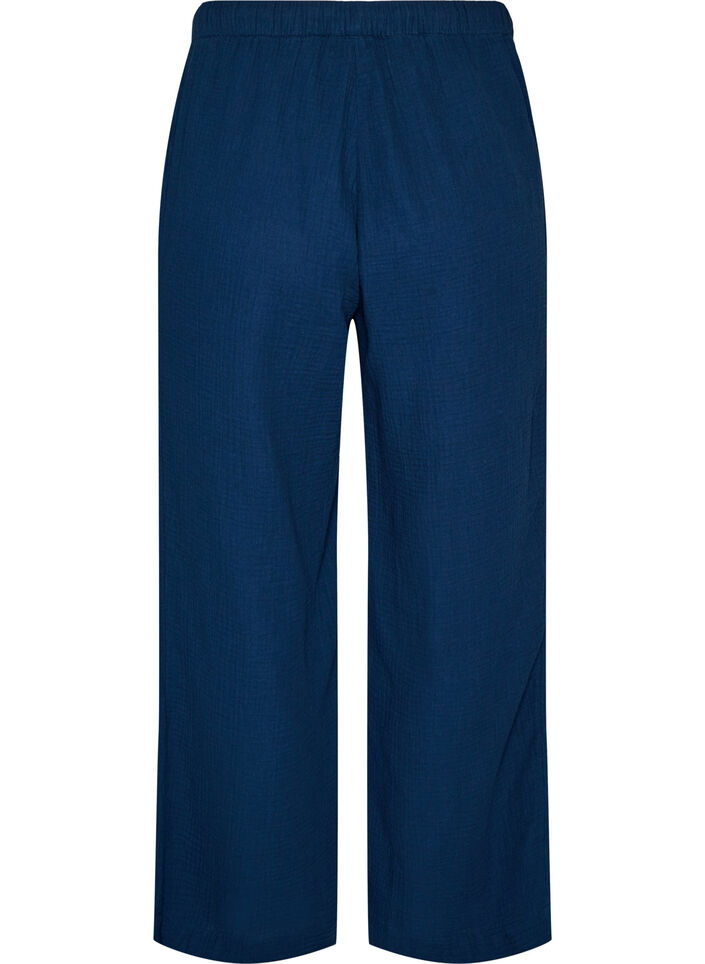 Loose cotton muslin pyjama bottoms, Blue, Packshot image number 1