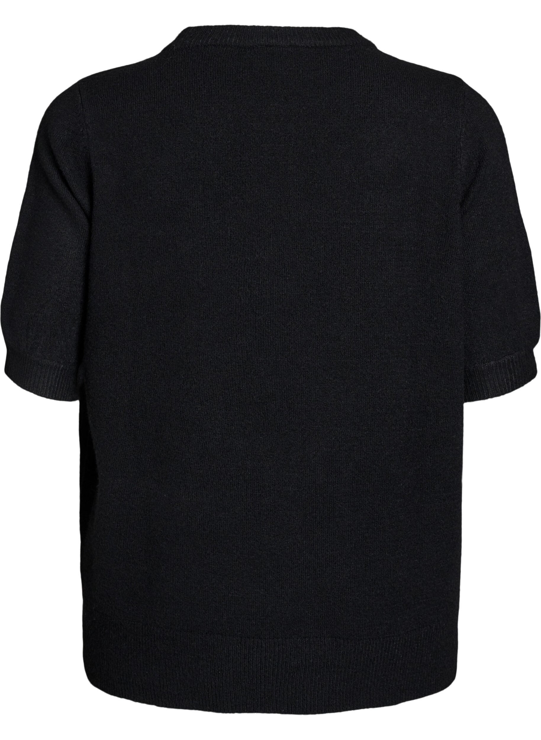 Zizzifashion Knitted blouse with short sleeves, Black, Packshot image number 1