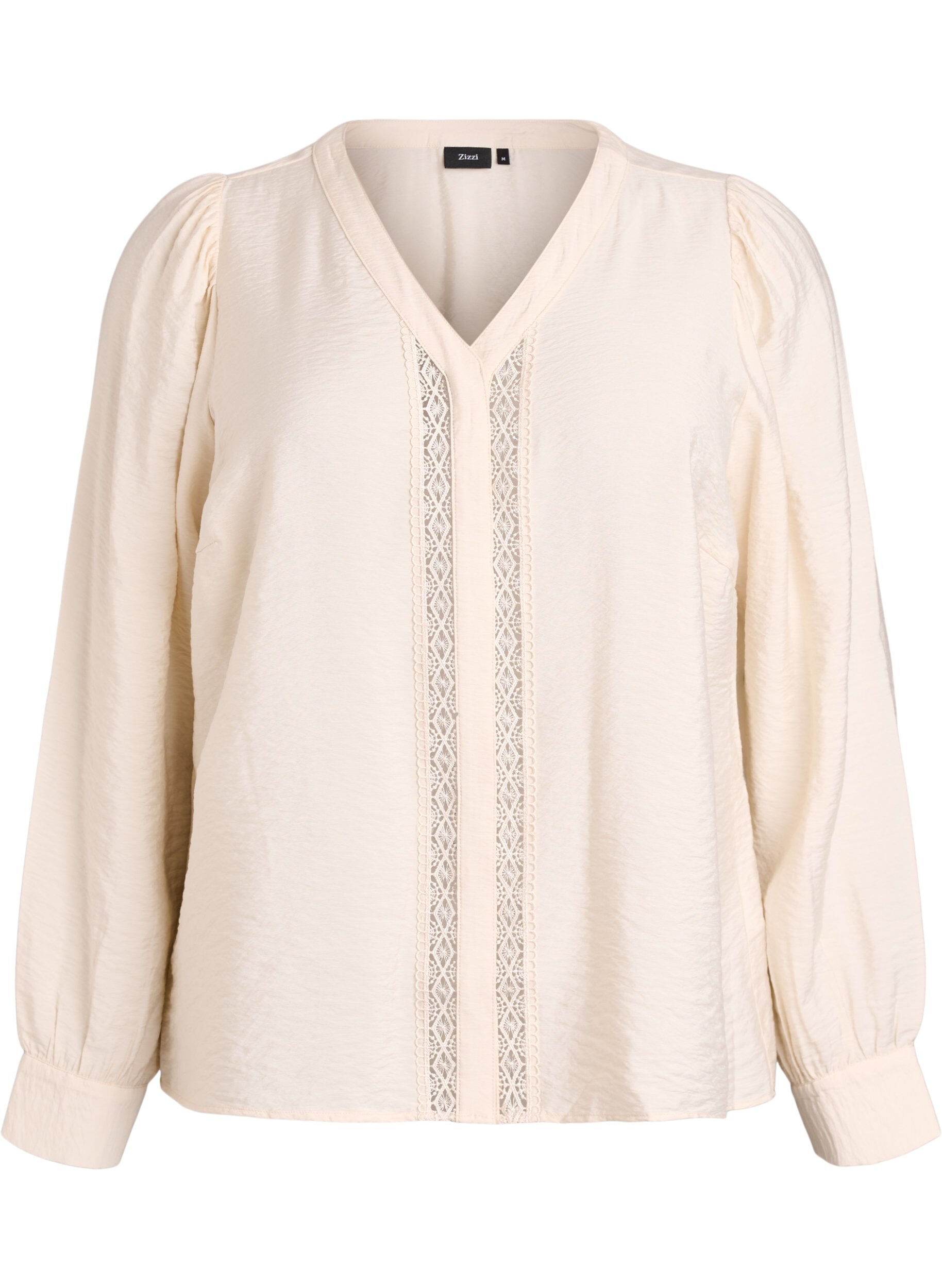 Blouse with V-neck and embroidered bands