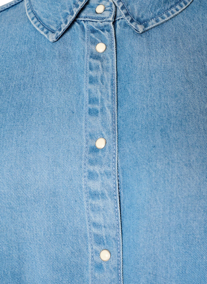 Denim shirt in lyocell with press studs, Light Blue, Packshot image number 2