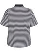 Striped polo shirt with short sleeves and zip, Black, Packshot image number 1