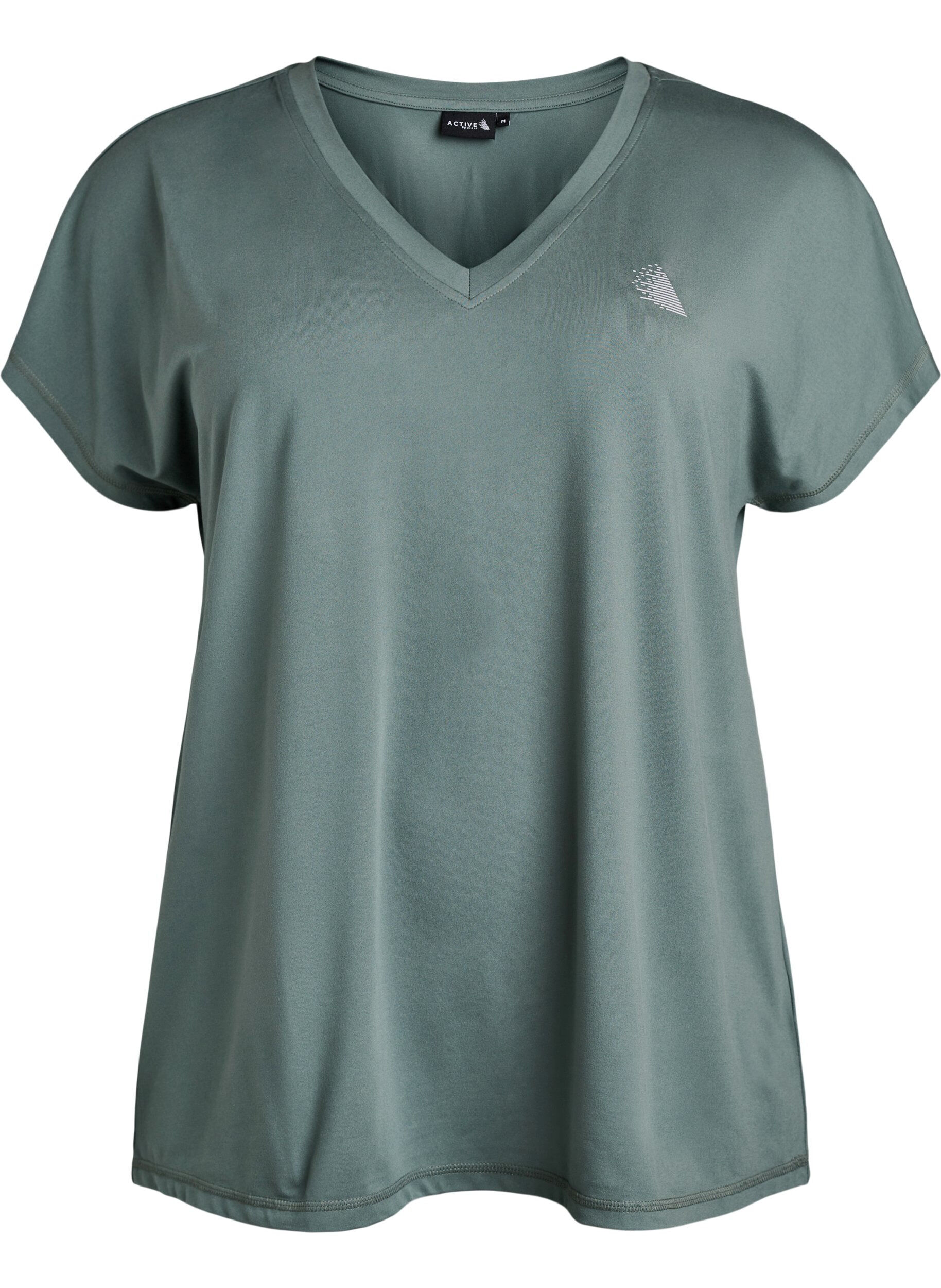 ZizzifashionLoose training t-shirt with v-neck, Green, Packshot image number 0