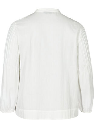 Long-sleeved blouse in cotton, Bright White, Packshot image number 1