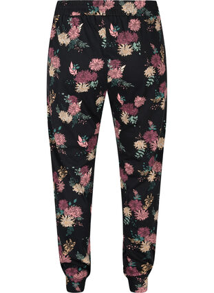 Printed pajama trousers in organic cotton, Black AOP Flower, Packshot image number 1