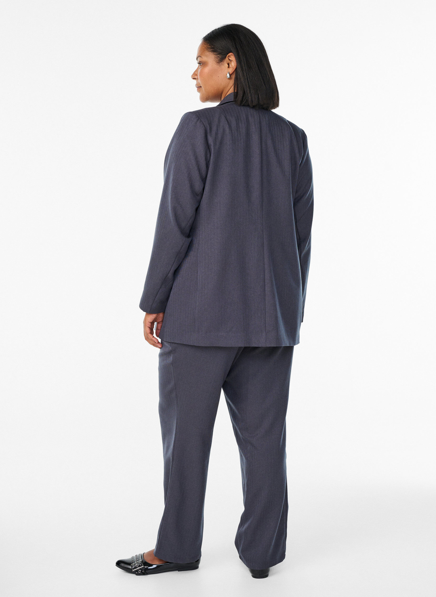 Zizzifashion Suit trousers with straight legs and textured pattern, Dark Grey, Model image number 1