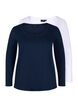 Basic cotton blouse 2-pack, Navy B/B White, Packshot image number 4