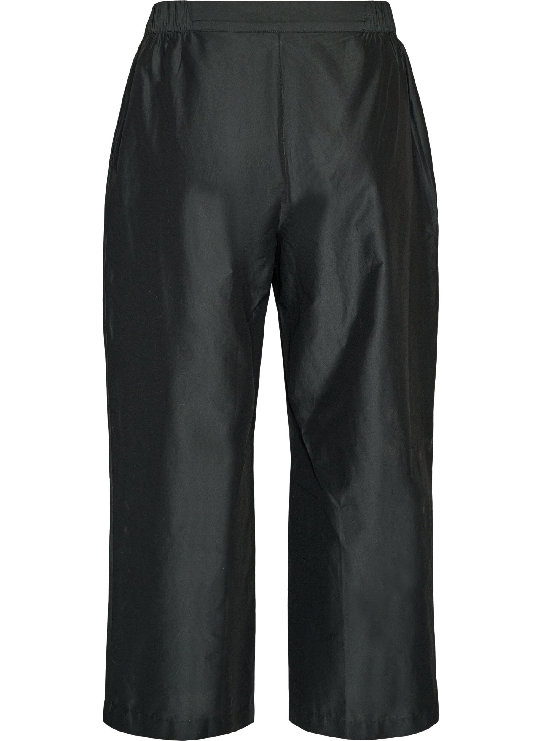 Zizzifashion Cotton trousers with embroidered cut-outs, Black, Packshot image number 1