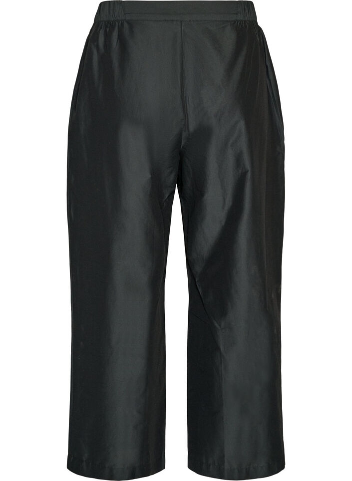 Cotton trousers with embroidered cut-outs, Black, Packshot image number 1
