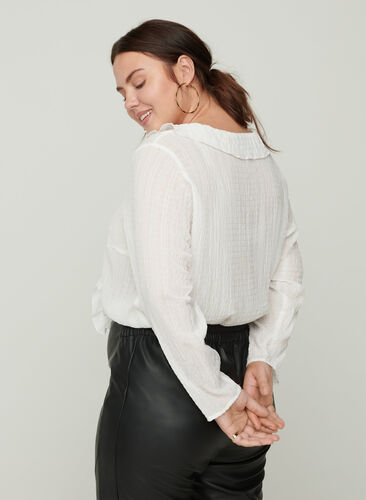 Frill blouse, Bright White, Model image number 1