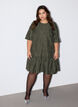 Jacquard dress with sparkly details and puff sleeves, Green, Model image number 1