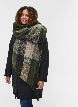 Checkered scarf, Green, Model image number 1