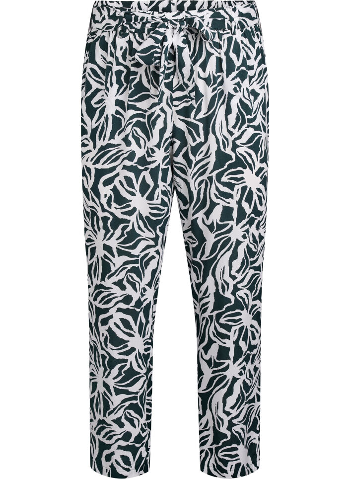 High-waisted viscose trousers, Green, Packshot image number 0