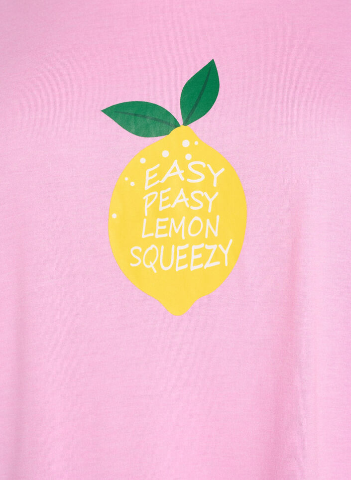 Short sleeve nightgown with text print, Pink, Packshot image number 2