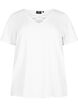 T-shirt with v-neck and cross detail, Warm Off-white, Packshot image number 0