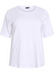 Ribbed jersey blouse with short sleeves, White, Packshot image number 0