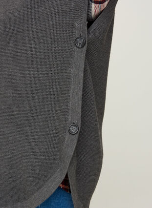 Short-sleeved knitted poncho with a high neck, Dark Grey Melange, Model image number 2