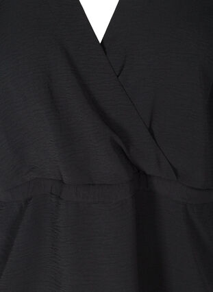 Blouse with puff sleves and a waist tie, Black, Packshot image number 2