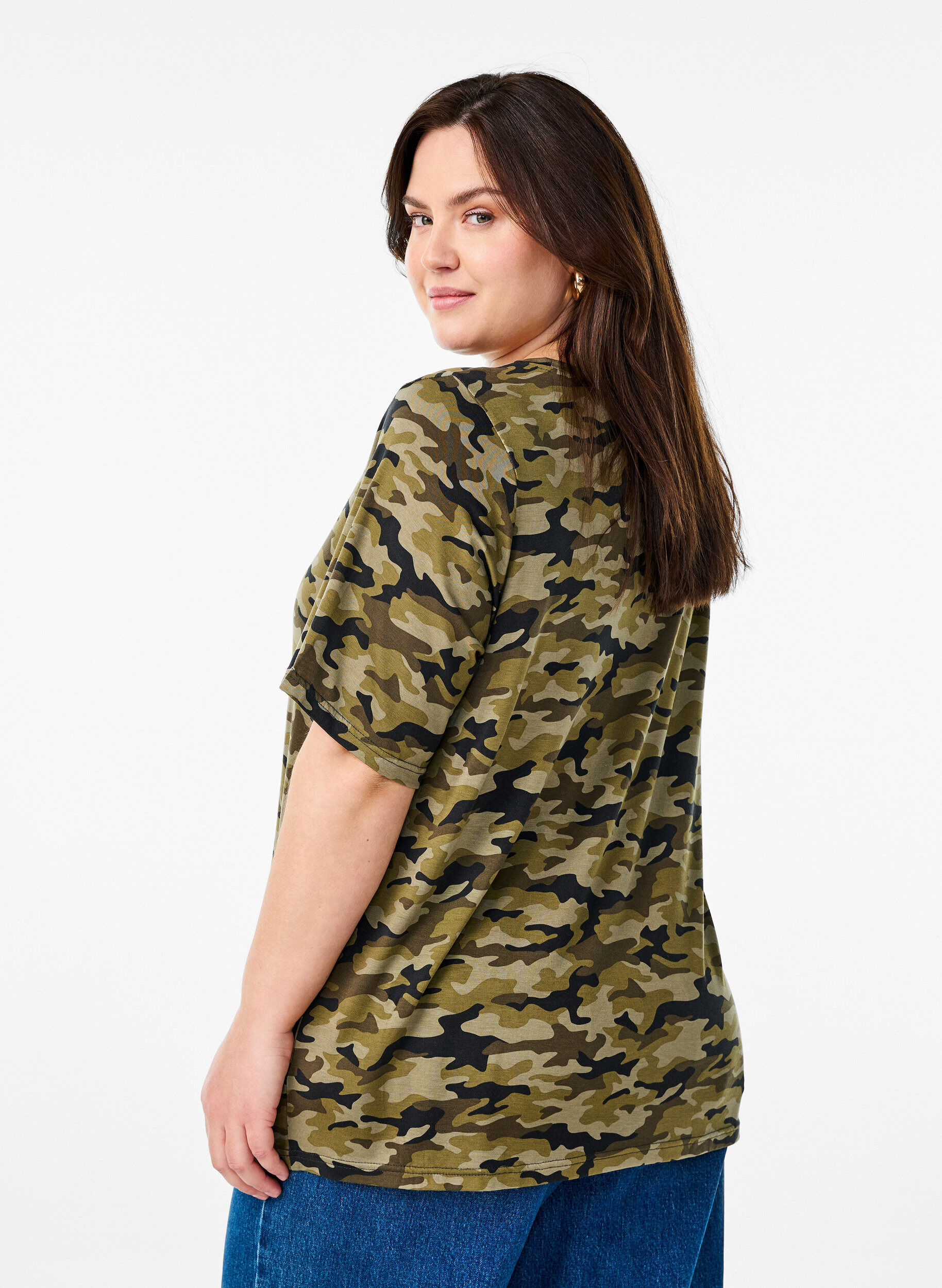 Zizzifashion T-shirt with TENCEL&trade; Lyocell and camouflage print, Green, Model image number 2