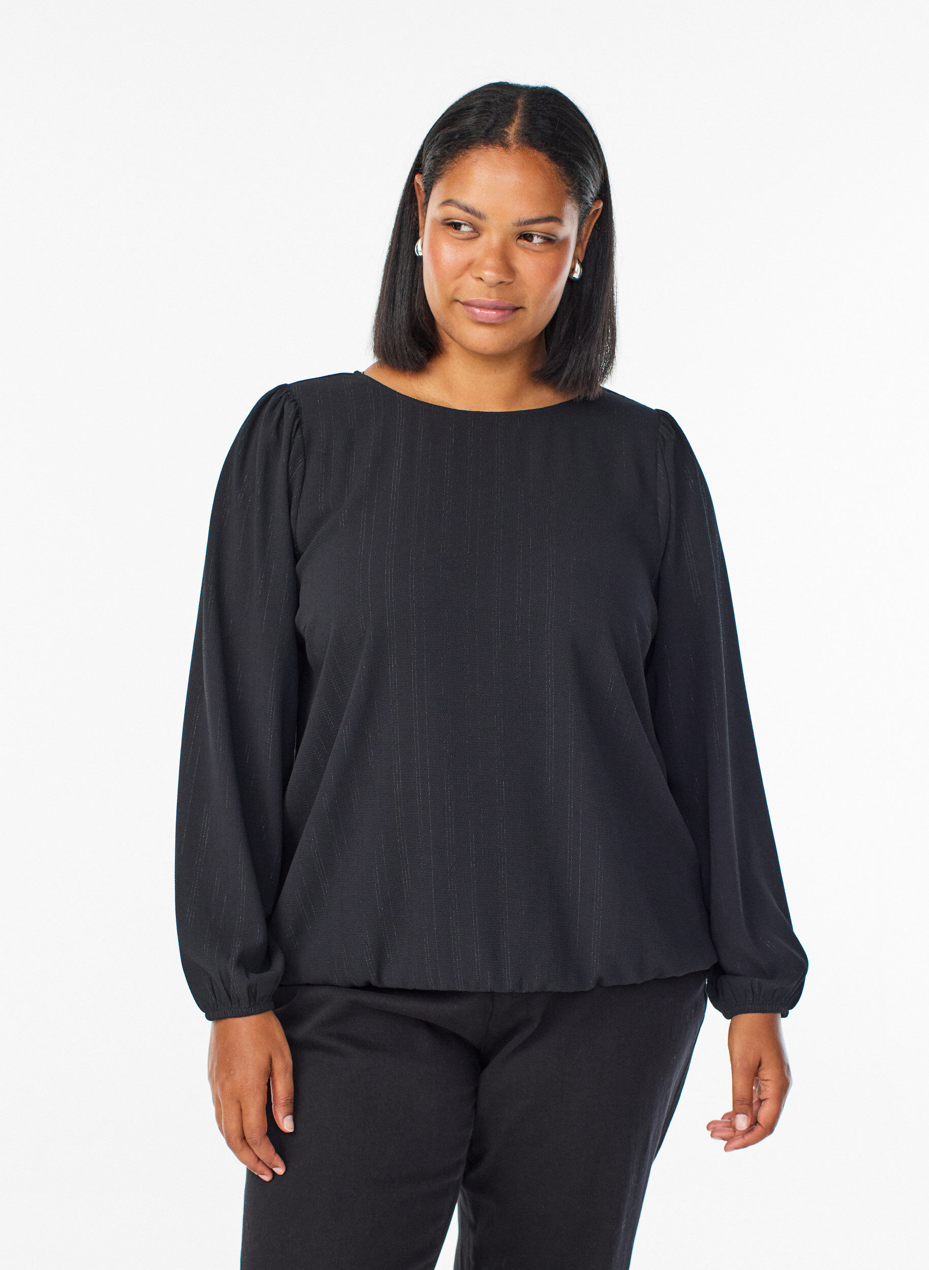 ZizzifashionBlouse with silver glitter, Black, Model image number 0