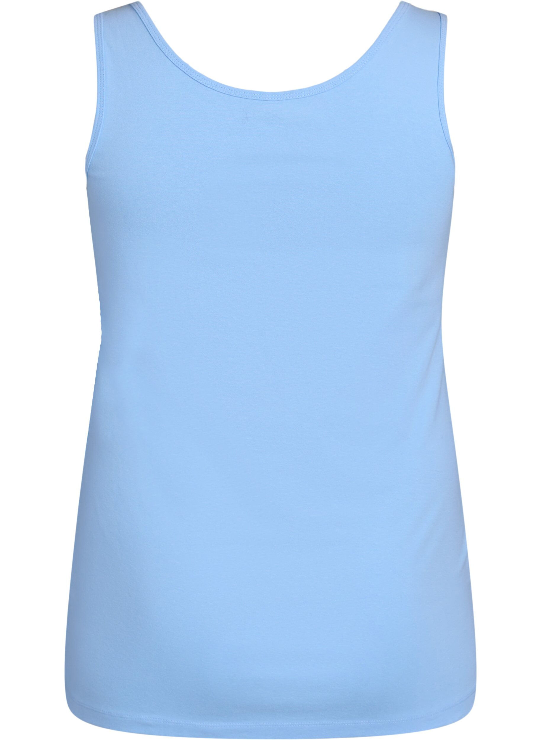 ZizzifashionSolid color basic top in cotton, Light Blue, Packshot image number 1