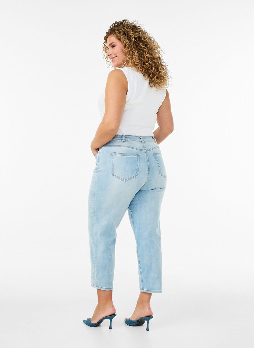 7/8 jeans with turn-ups and a high waist, Light Blue, Model image number 1