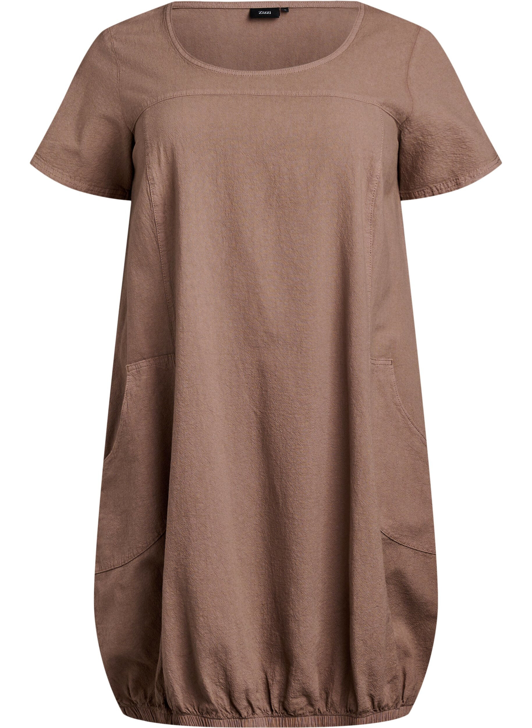 Zizzifashion Short sleeve cotton dress, Brown, Packshot image number 0