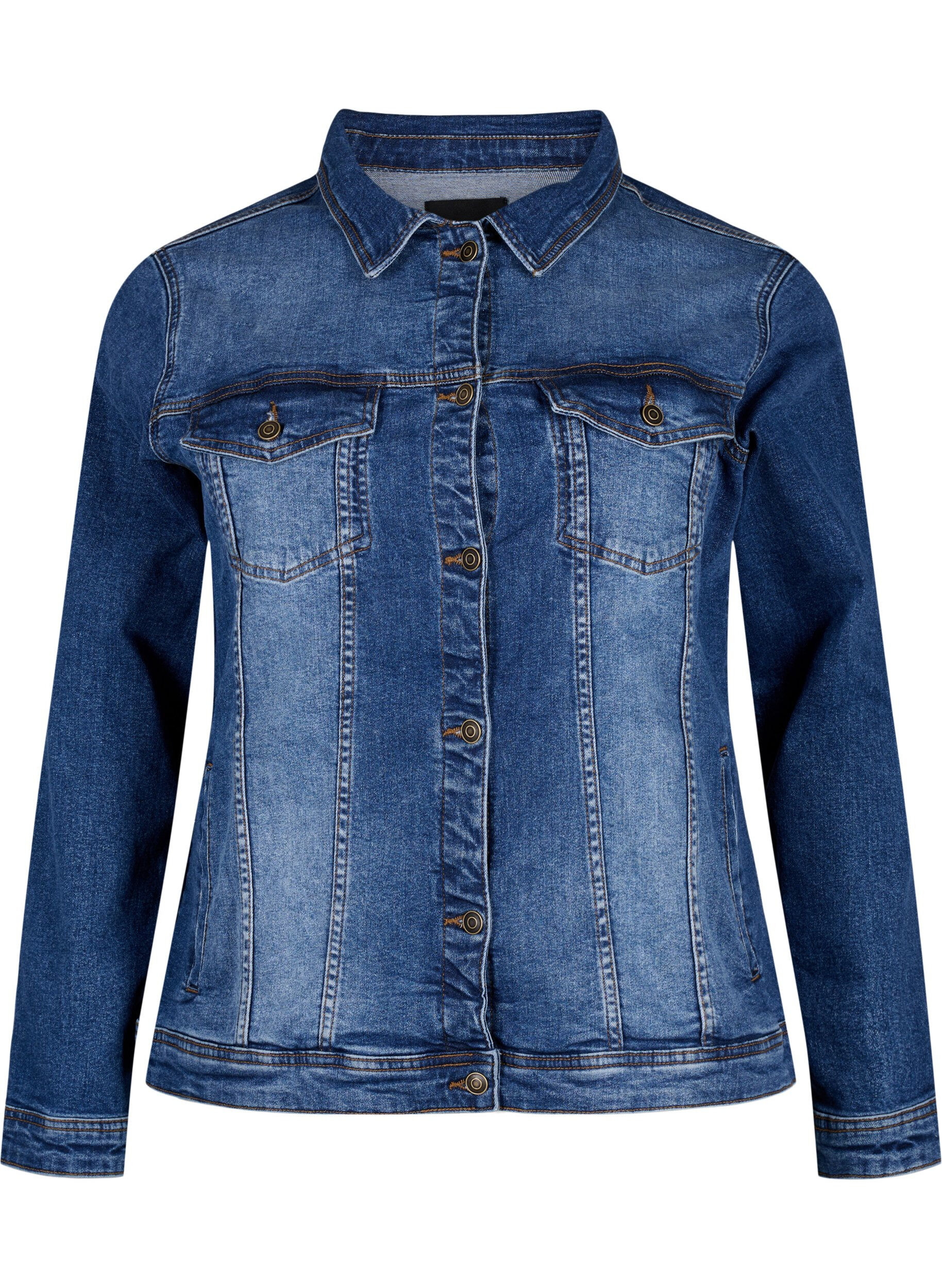 Zizzifashion Short cotton denim jacket, Blue denim, Packshot image number 0