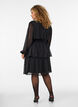 Knee-length dress with sheer stripes and wrap effect, Black, Model image number 2