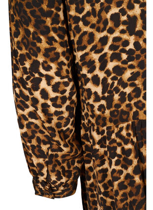 Viscose leopard print midid dress with 3/4 length sleeves, Raw Umber AOP, Packshot image number 3