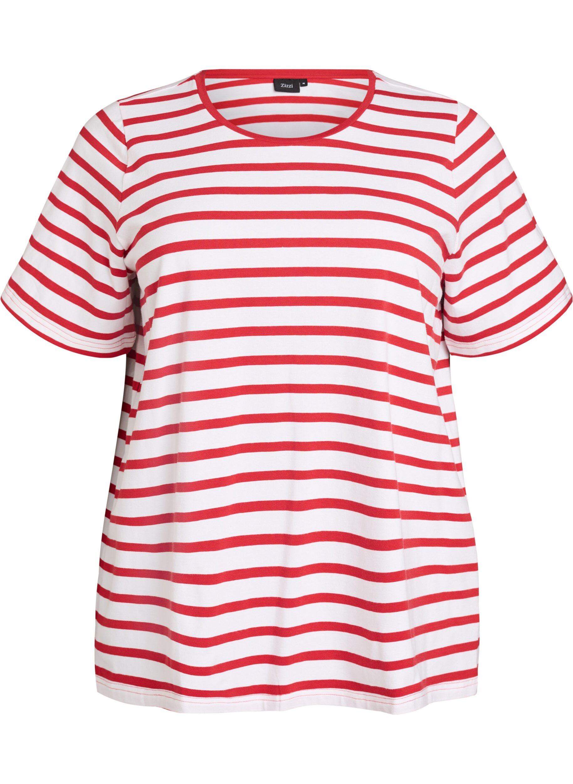 Zizzifashion Striped T-shirt in organic cotton, Red, Packshot image number 0