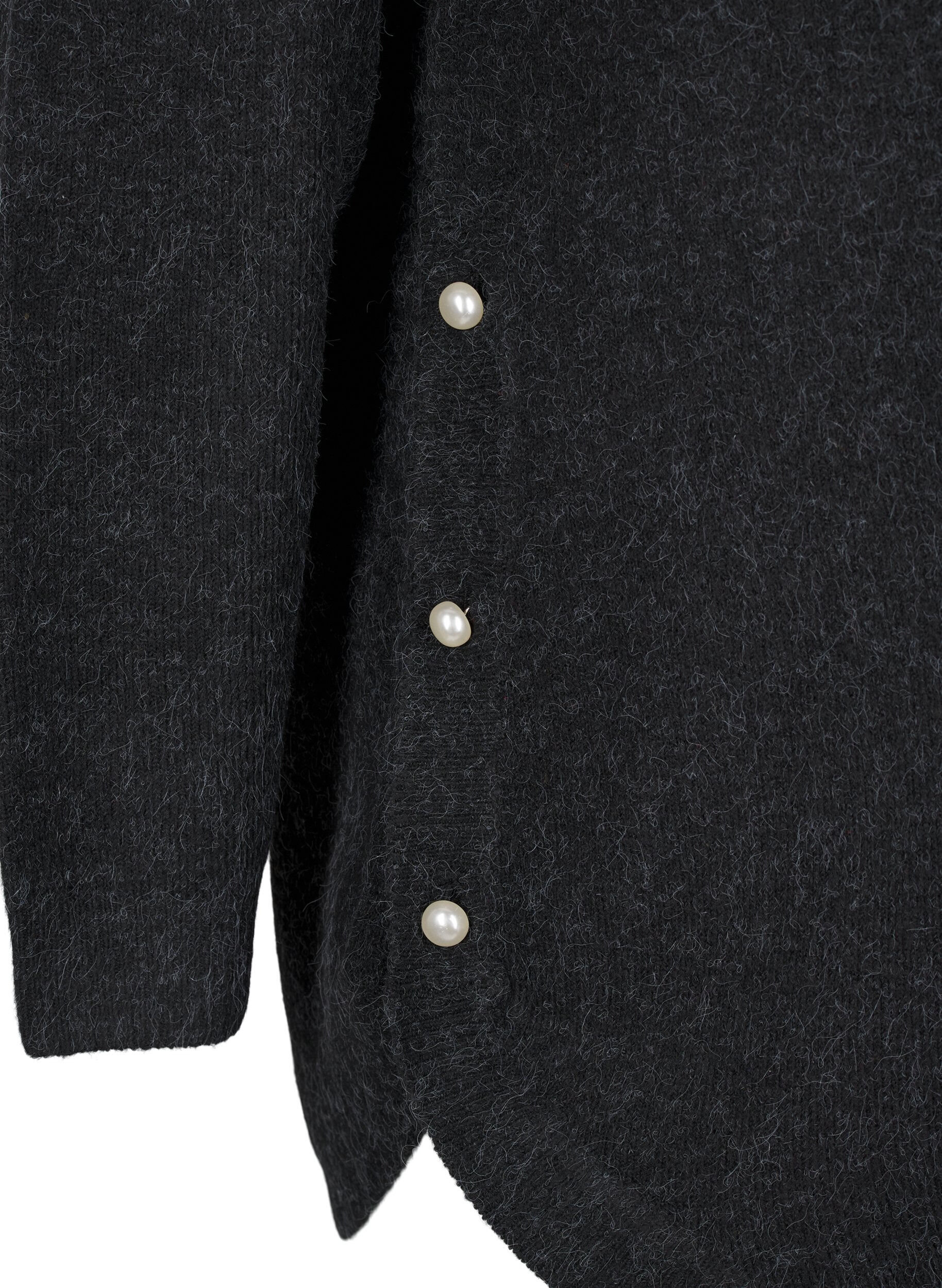 Zizzifashion Long knitted blouse with ball buttons, Dark Grey, Packshot image number 2